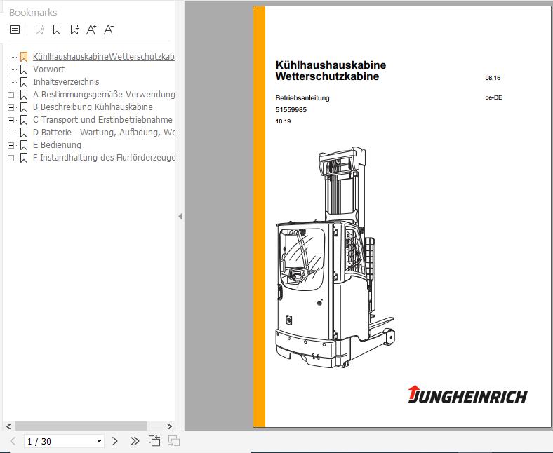 Jungheinrich Electric Reach Truck ETV 214 216 Operating Instructions 10 2019 DE 51559985 1