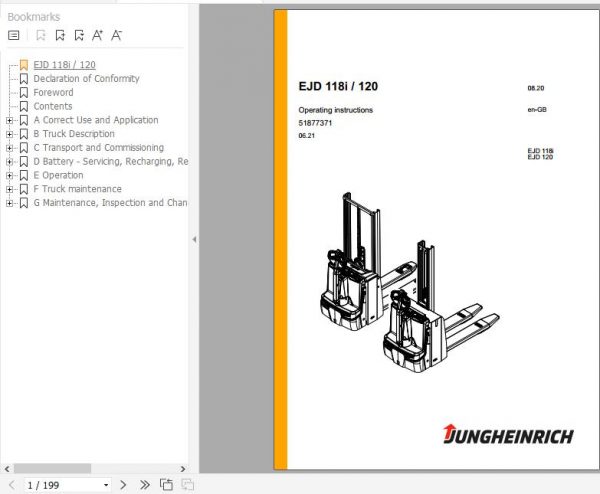 Jungheinrich Electric Stacker Truck EJD 118i EJD 120 Operating Instructions 06 2021 EN 51877371 1