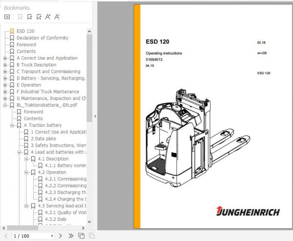 Jungheinrich Electric Stacker Truck ESD 120 Operating Instructions 04 2019 EN 51664613 1