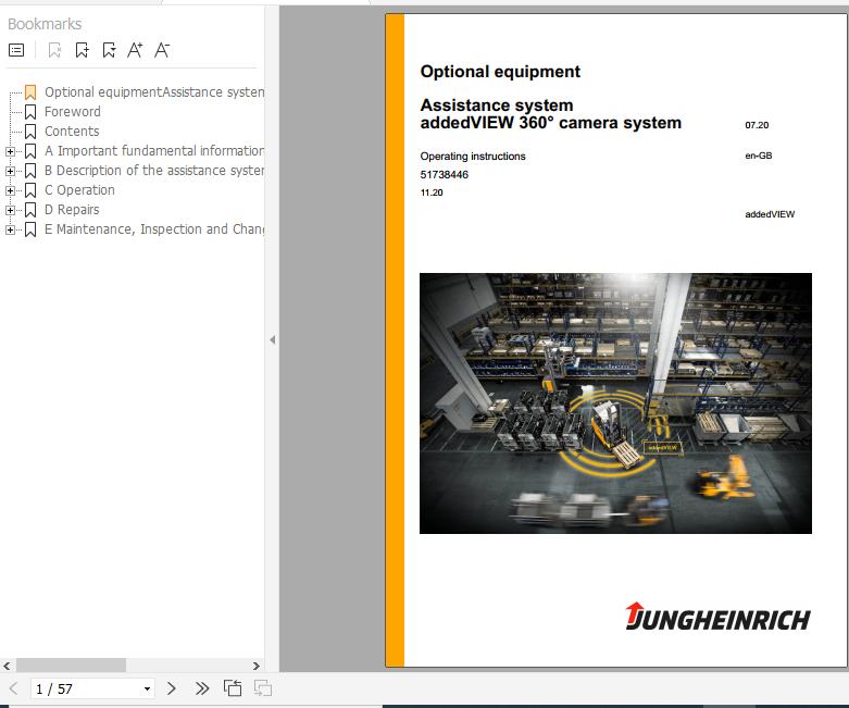 Jungheinrich Forklift addedVIEW 360 Operating Instructions 11 2020 EN 51738446 1