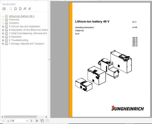 Jungheinrich Lithium Ionen Batterie 24V 48V 80V Operating Instructions EN 2