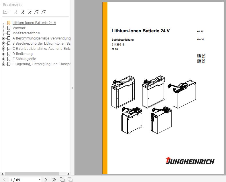 Jungheinrich Lithium ion battery 24 V Operating Instructions 07 2020 DE 51439513 1