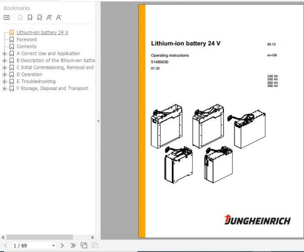 Jungheinrich Lithium ion battery 24 V Operating Instructions 07 2020 EN 51489930 1