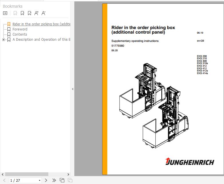 Jungheinrich Order Pickers EKS 208 210 308 312 412 Operating 