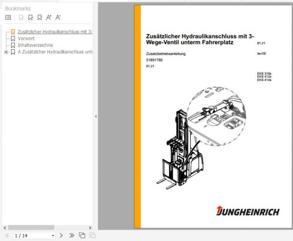 Jungheinrich Order Pickers EKS 310S 412S 414S Operating Instructions DE 1