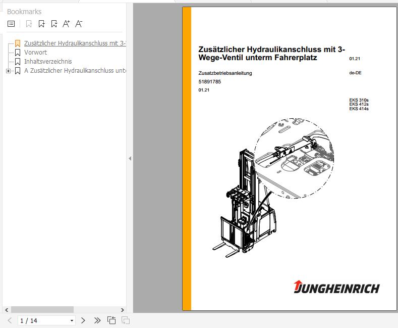Jungheinrich Order Pickers EKS 310S 412S 414S Operating Instructions DE 1