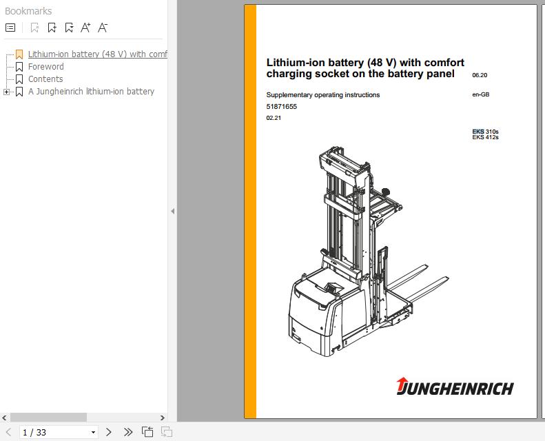 Jungheinrich Order Pickers EKS 310S 412S Operating Instructions 02 2021 EN 51871655 1