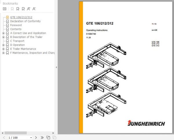 Jungheinrich Pallet Trailer GTE 106 212 312 Operating Instructions 11 2020 EN 51584740 1