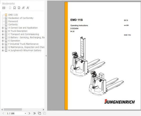 Jungheinrich Pallet Truck EMD 115i Operating Instructions 04 2020 EN 51553494 1