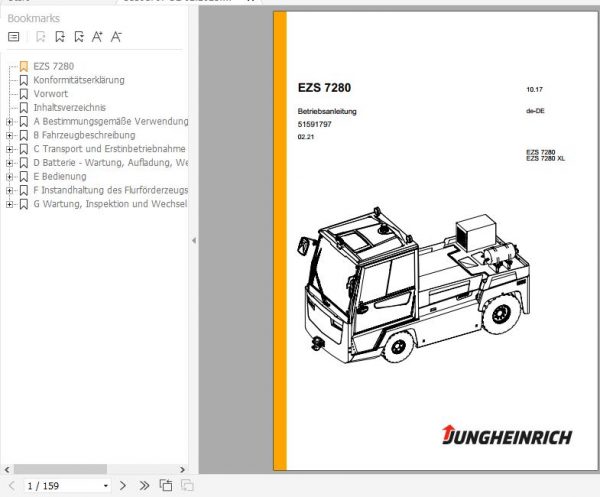 Jungheinrich Tow Tractor EZS 7280 EZS 7280 XL Operating Instructions 02 2021 DE 51591797 1