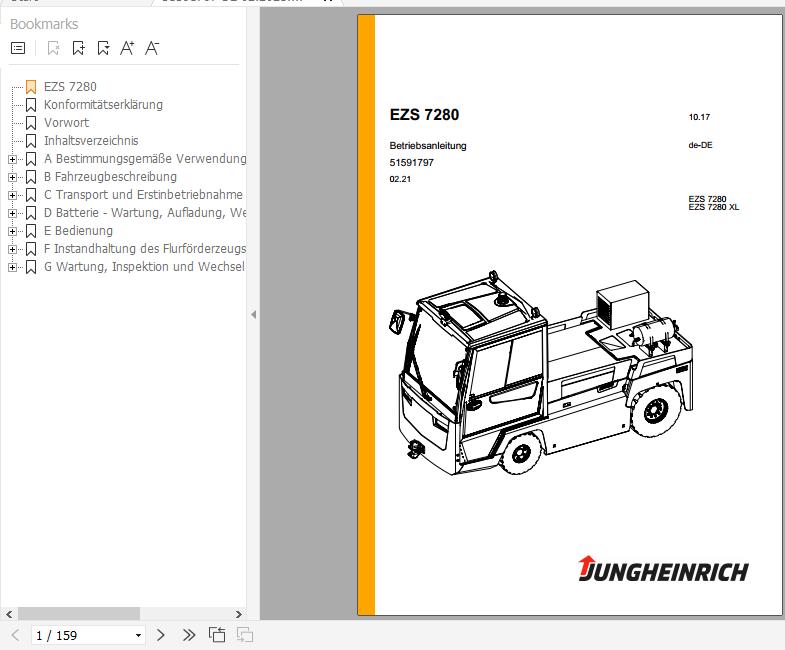 Jungheinrich Tow Tractor EZS 7280 EZS 7280 XL Operating Instructions 02 2021 DE 51591797 1