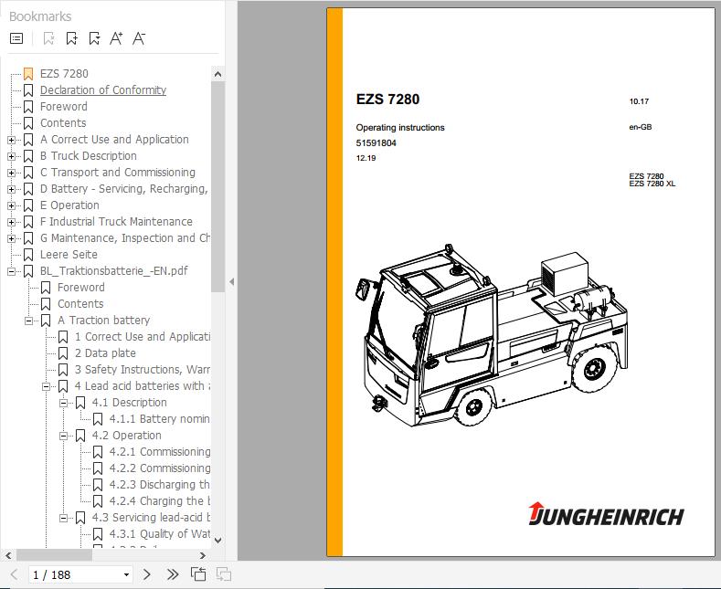 Jungheinrich Tow Tractor EZS 7280 EZS 7280 XL Operating Instructions 12 2019 EN 51591804 1