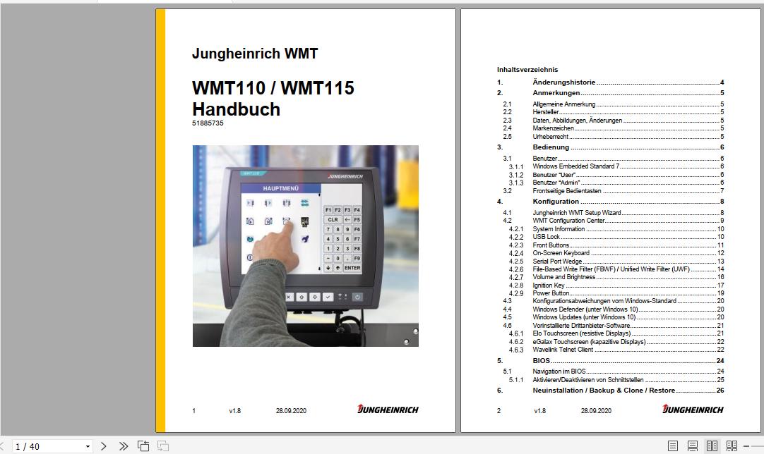 Jungheinrich Truck Terminal WMT110 WMT115 Operating Instructions 09 2020 DE 51885735 1