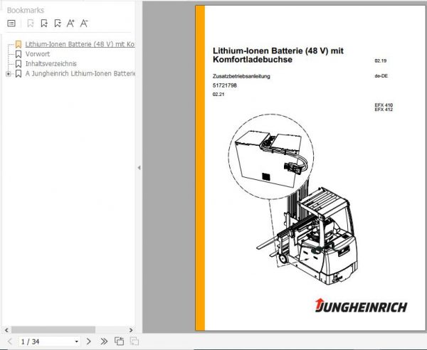 Jungheinrich Turret Truck EFX 410 412 Operating Instructions 02 2021 DE 51721798 1