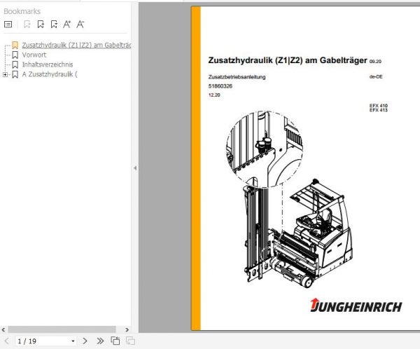 Jungheinrich Turret Truck EFX 410 413 Operating Instructions 12 2020 DE 51860326 1