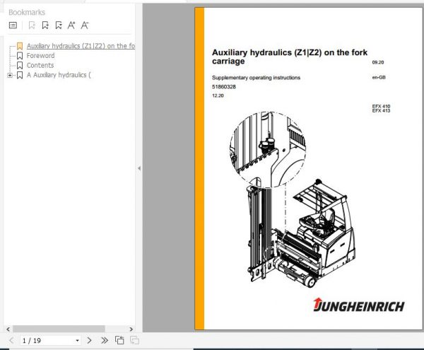 Jungheinrich Turret Truck EFX 410 413 Operating Instructions 12 2020 EN 51860328 1