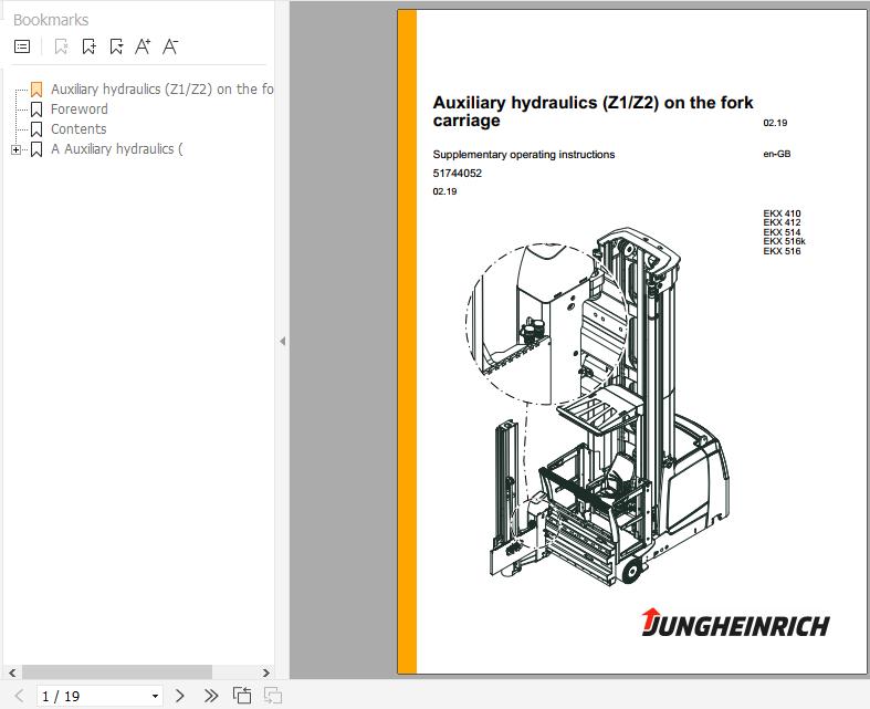 Jungheinrich Turret Truck EKX 410 412 514 516 516K Operating Instructions 02 2019 EN 51744052 1 1