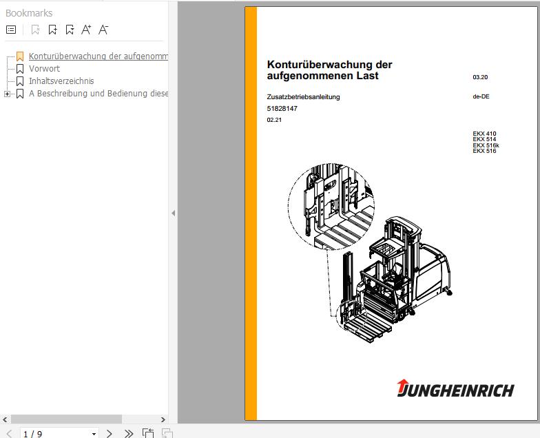 Jungheinrich Turret Truck EKX 410 412 514 516 516K Operating Instructions DE 1