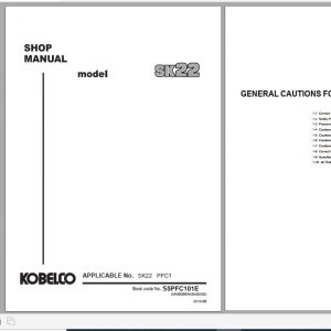 Kobelco Mini Crawler Excavators SK22 Shop Manual S5PFC101E EN PDF 1