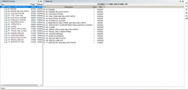 Komatsu Crawler Excavators PC290LC 11 PC290LCi 11 PC290LL 11 Spare Parts Catalog 2