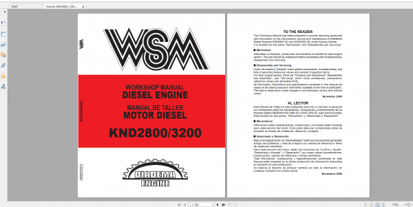 Kubota Diesel Engine KND2800 3200 Workshop Manual 1