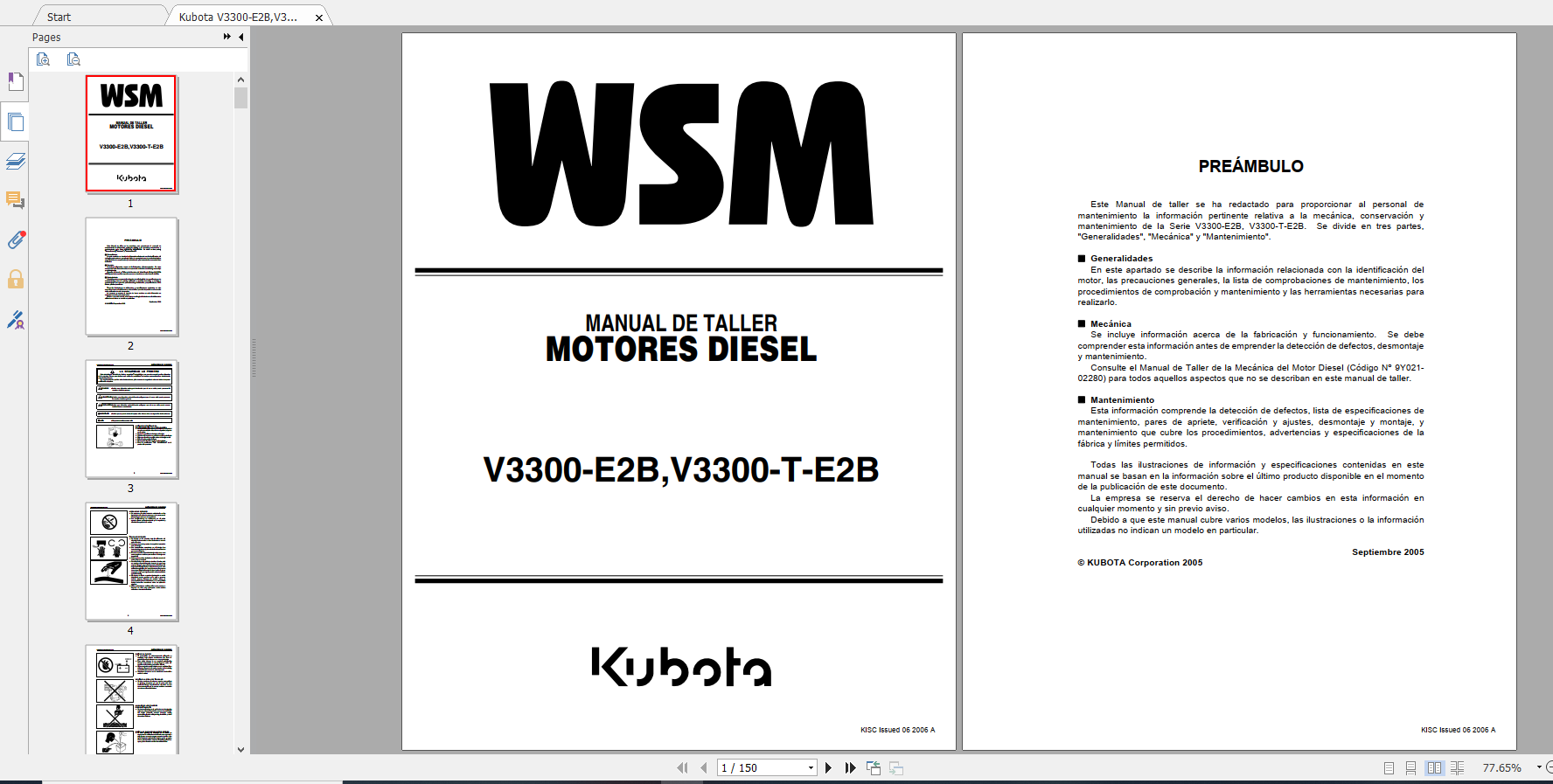 Kubota Diesel Engine V3300 E2B V3300 T E2B Workshop Manual 1