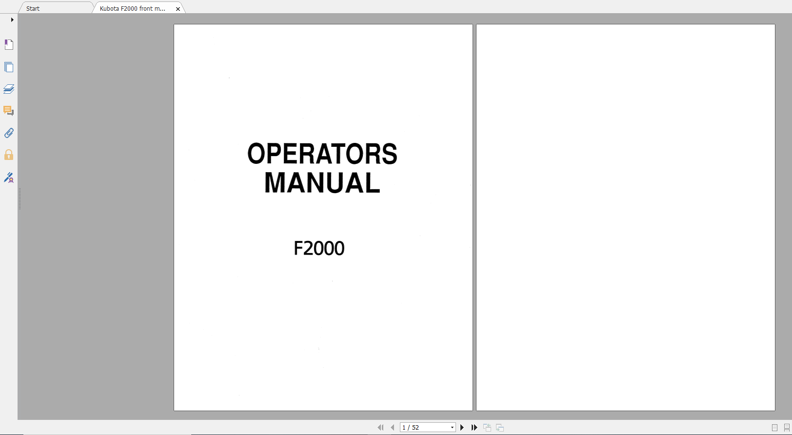 Kubota Front Mower F2000 Operators Manual 1