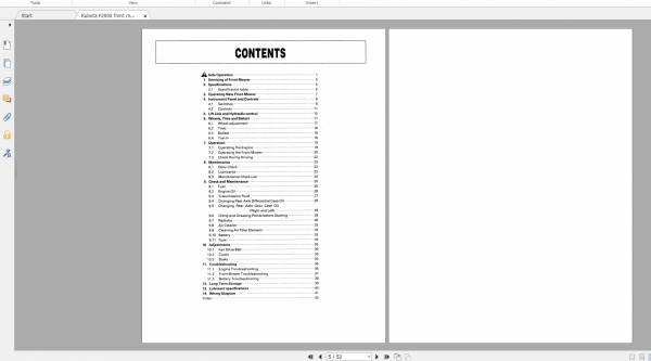 Kubota Front Mower F2000 Operators Manual 2