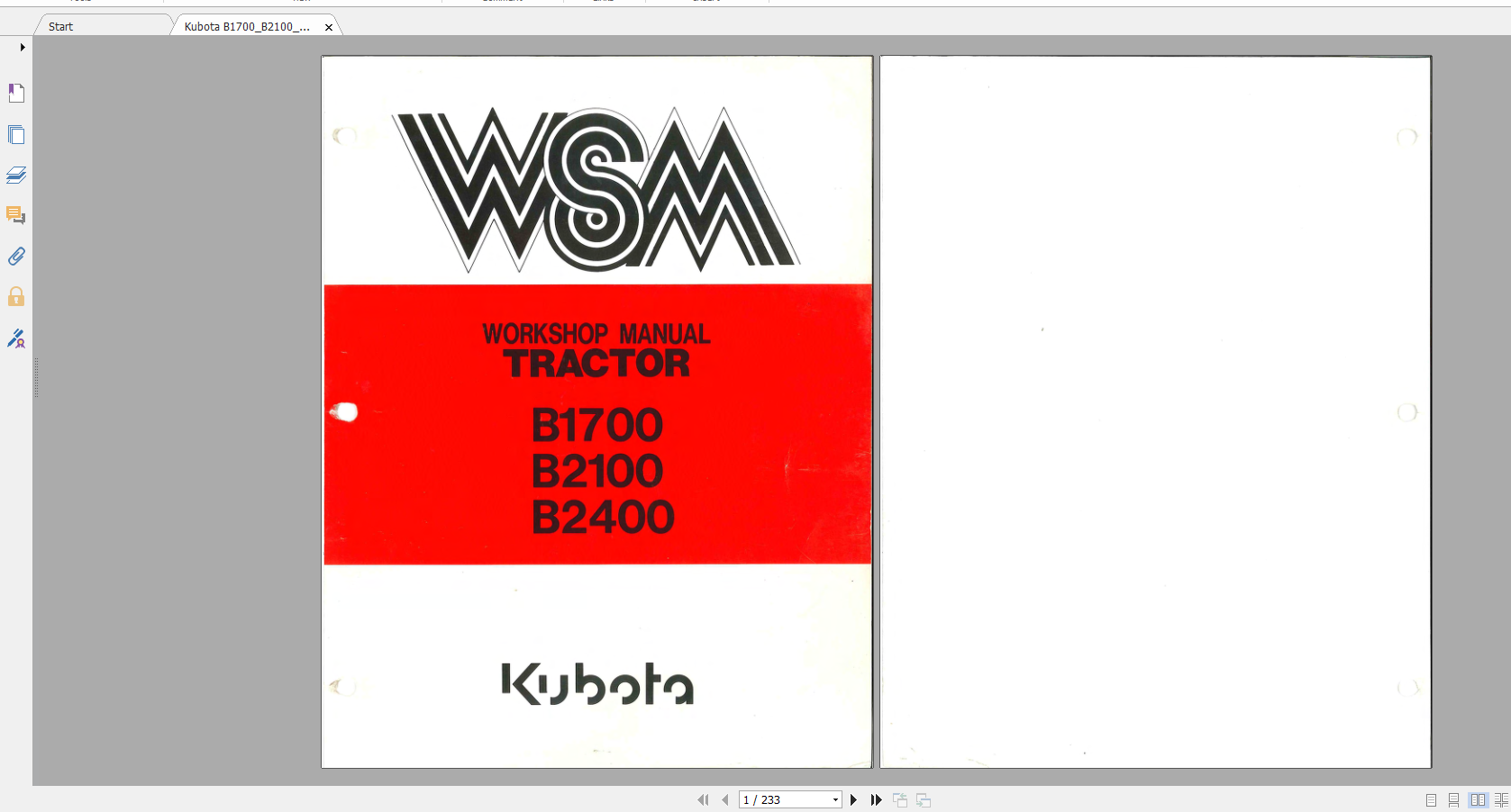 Kubota Tractor B1700 B2100 B2400 Workshop Manual 1