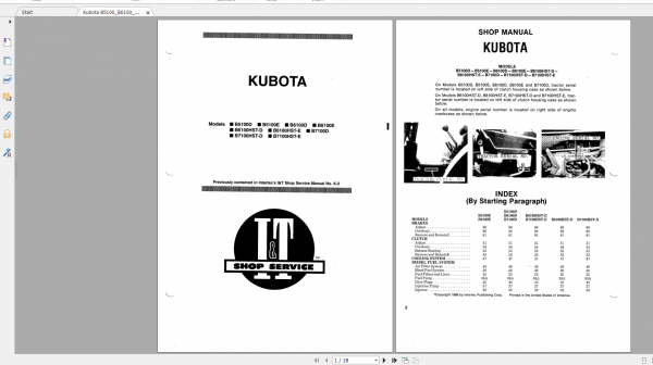 Kubota Tractor B5100 B6100 B7100 Shop Service Operators Manual 1