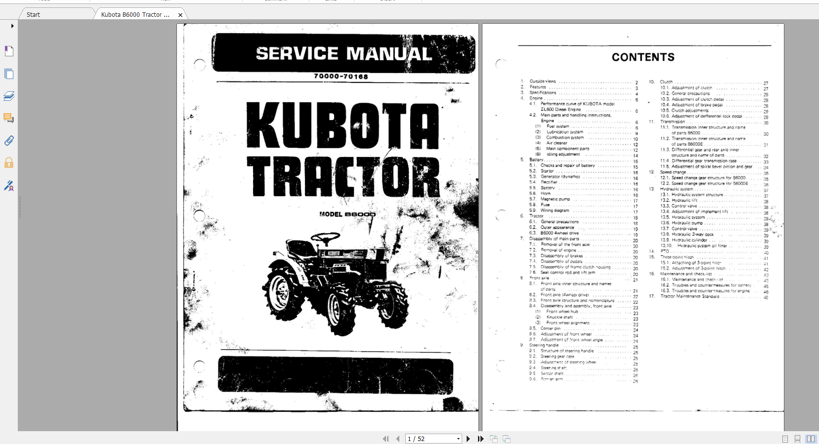 Kubota Tractor B6000 Tractor Service Operators Manual 3