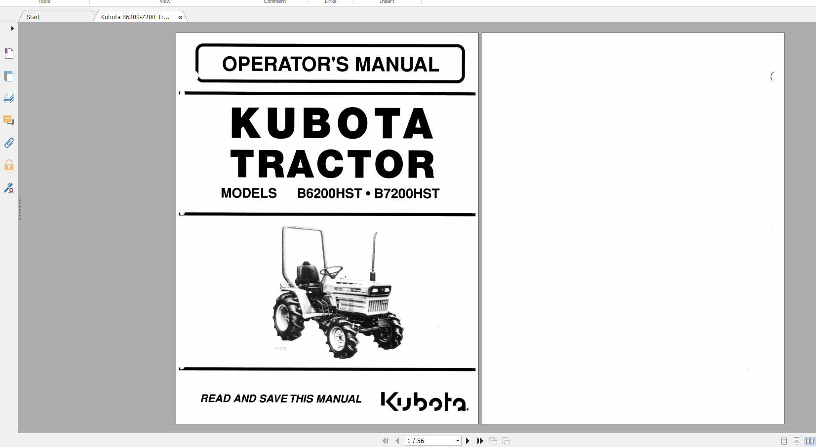 Kubota Tractor B6200 7200 Tractor Operators Manual 1