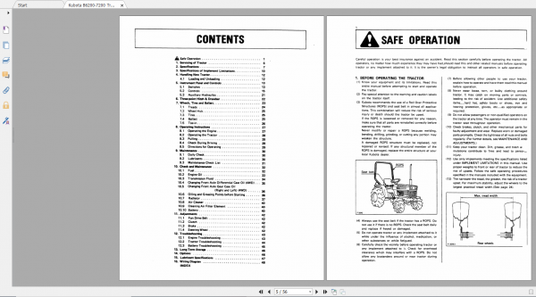 Kubota Tractor B6200 7200 Tractor Operators Manual 2
