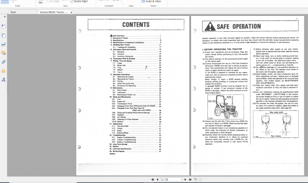 Kubota Tractor B8200 Operators Manual 2