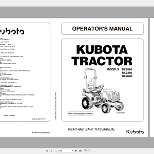 Kubota Tractor BX1880 BX2380 BX2680 Operators Manual 1