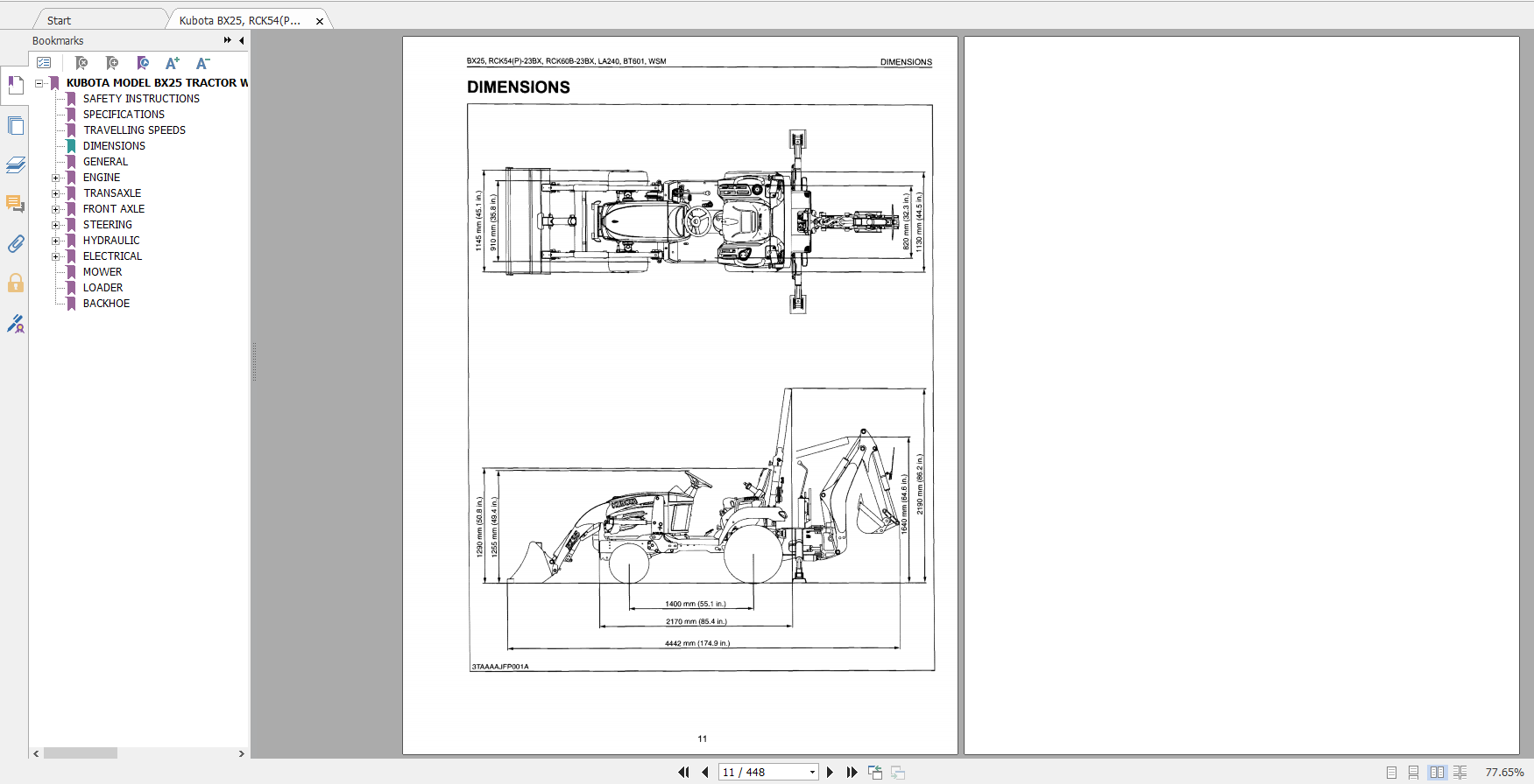 Kubota Tractor BX25 RCK54P 23BX RCK60B 23BX LA240 BT601 Workshop Manual 1