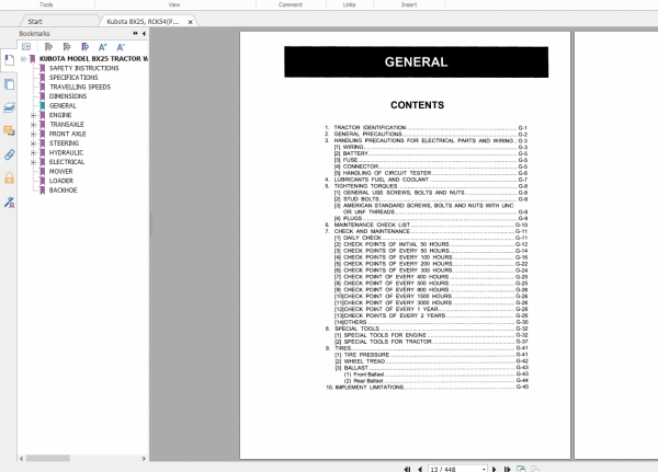 Kubota Tractor BX25 RCK54P 23BX RCK60B 23BX LA240 BT601 Workshop Manual 2
