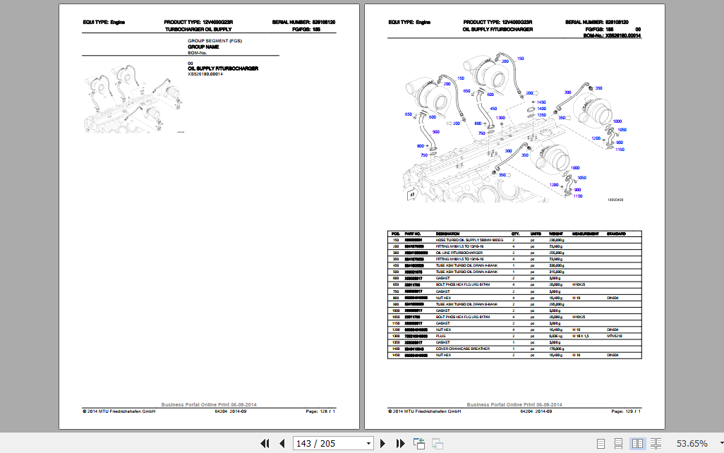MTU Engine 12V4000G23R 12V4000M53 12V4000M93L Parts Catalog_EN