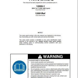 Manitowoc Cranes 12000 1 J08E VM APAC PM 09 16 14 Spare Parts Manual PDF 1