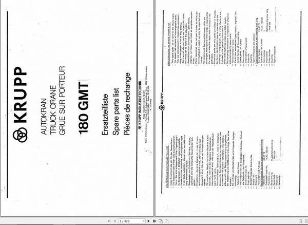 Manitowoc Cranes 180 GMT 70 467 003 EN 19860416 Spare Parts Manual PDF 1
