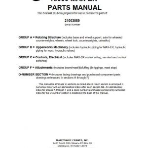 Manitowoc Cranes 18000 21000 MAX ER 21003089 Spare Parts Manual PDF 1