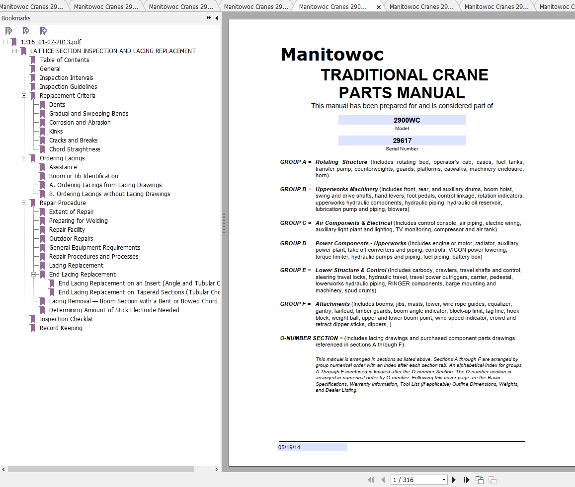 Manitowoc Cranes 2900WC Spare Parts Manual PDF 1