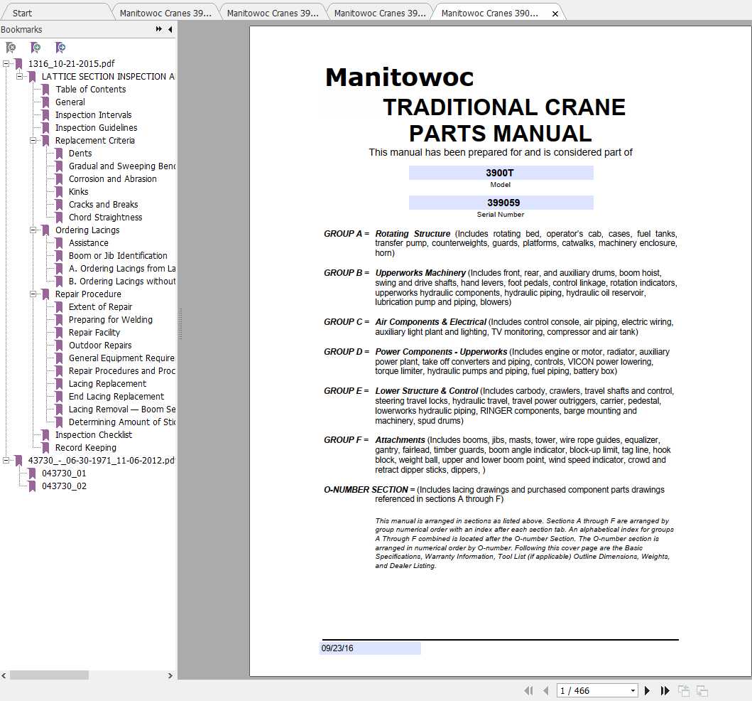 Manitowoc Cranes 3900T Spare Parts Manual PDF 1
