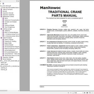 Manitowoc Cranes 40630 4000W PARTS MANUAL Spare Parts Manual PDF 1
