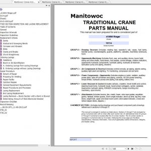 Manitowoc Cranes 4100W Ringer Parts Manuals 1