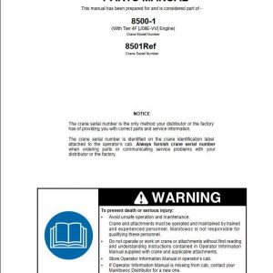 Manitowoc Cranes 8500 1 J08E VV PM 06 15 16 Spare Parts Manual PDF 1