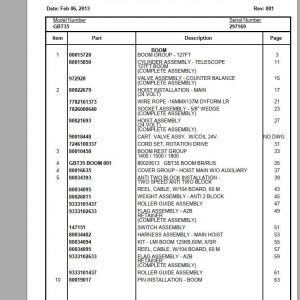 Manitowoc Cranes GBT35 Spare Parts Manual PDF 1