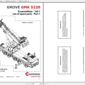 Manitowoc Cranes Grove GMK 5220 3172300 20090401 Spare Parts Catalog 1