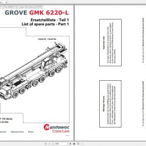 Manitowoc Cranes Grove GMK 6220 L 3117172 20060201 Spare Parts Catalog 1