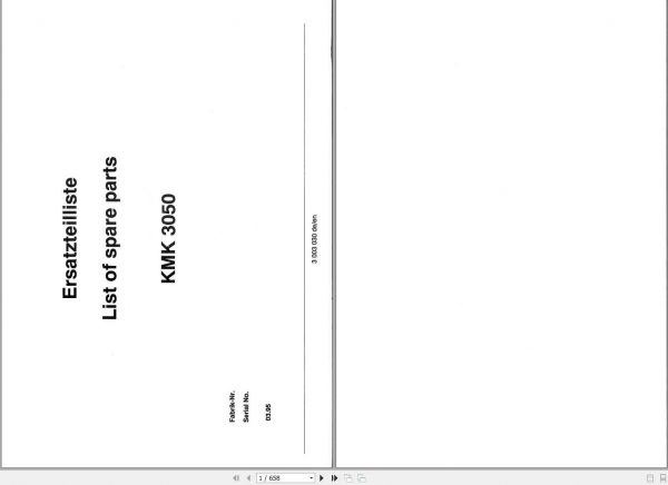 Manitowoc Cranes KMK 3050 3003030 19950301 Spare Parts Catalog 1